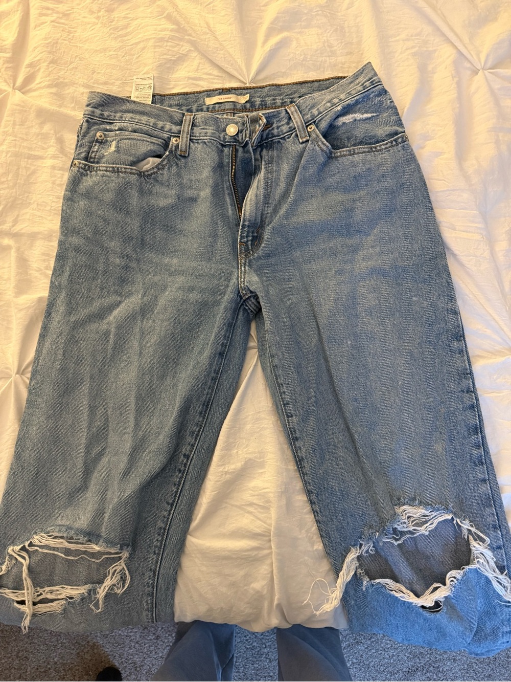Levi's Boyfriend Distressed Jeans - Light Blue Denim